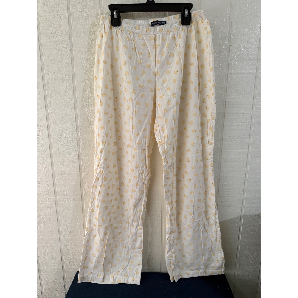 Brandy Melville White Yellow Rubber Duck Print Pajama Pants Loungewear S/M